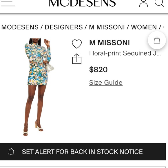 NWT - Missoni FLORAL-PRINT SEQUINED JERSEY MINI DRESS IN MULTICOLOR - 42 - Picture 4 of 16